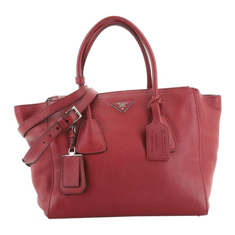Prada Twin Pocket Tote Cervo Leather Medium For Sale