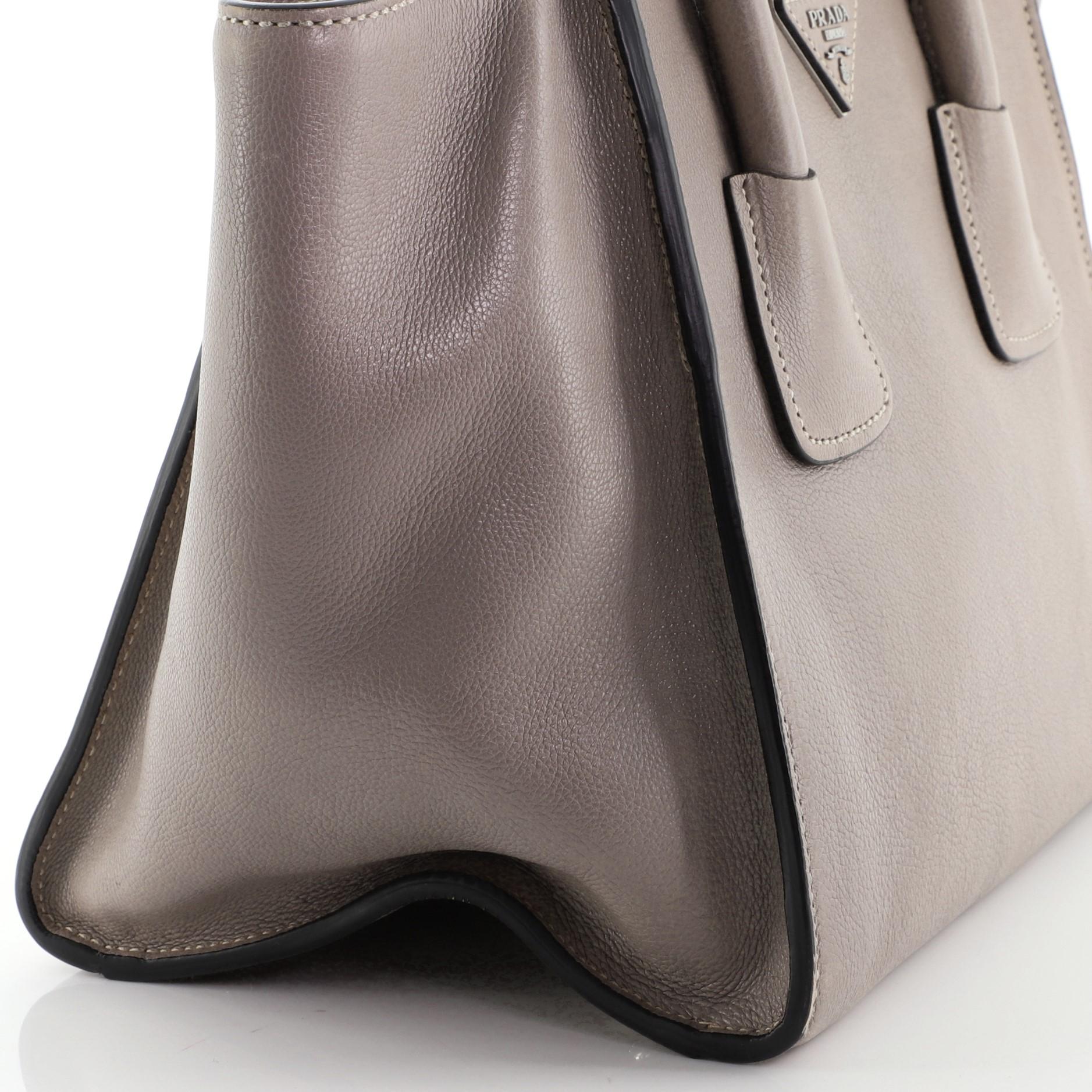 Gray Prada Twin Pocket Tote City Calfskin Small