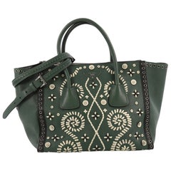 Prada Twin Pocket Tote Embroidered Saffiano Medium