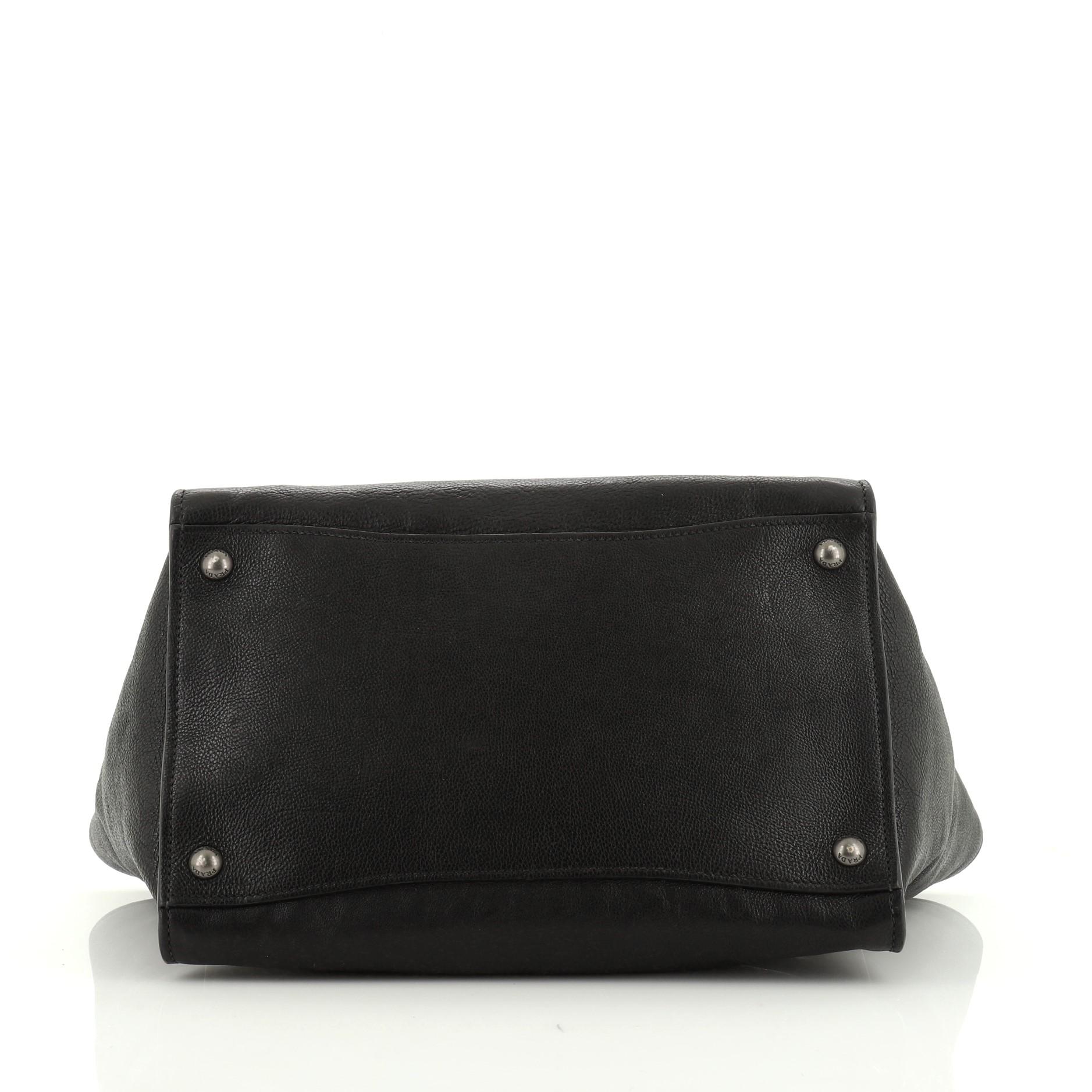 Black Prada Twin Pocket Tote Glace Calf Medium