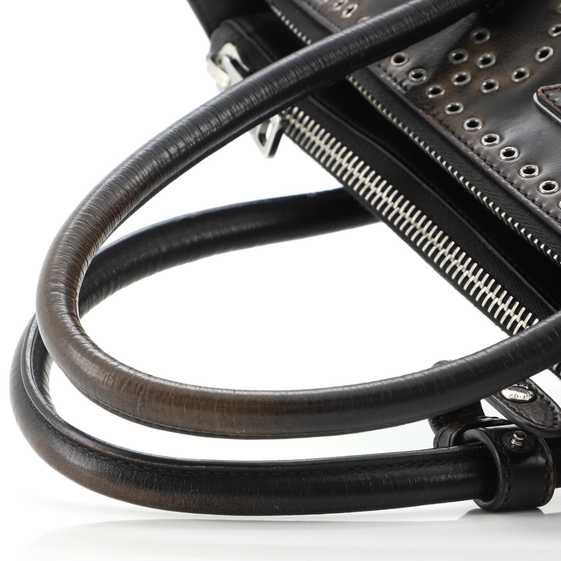 Prada Twin Pocket Tote Grommet Embellished Leather Medium 5