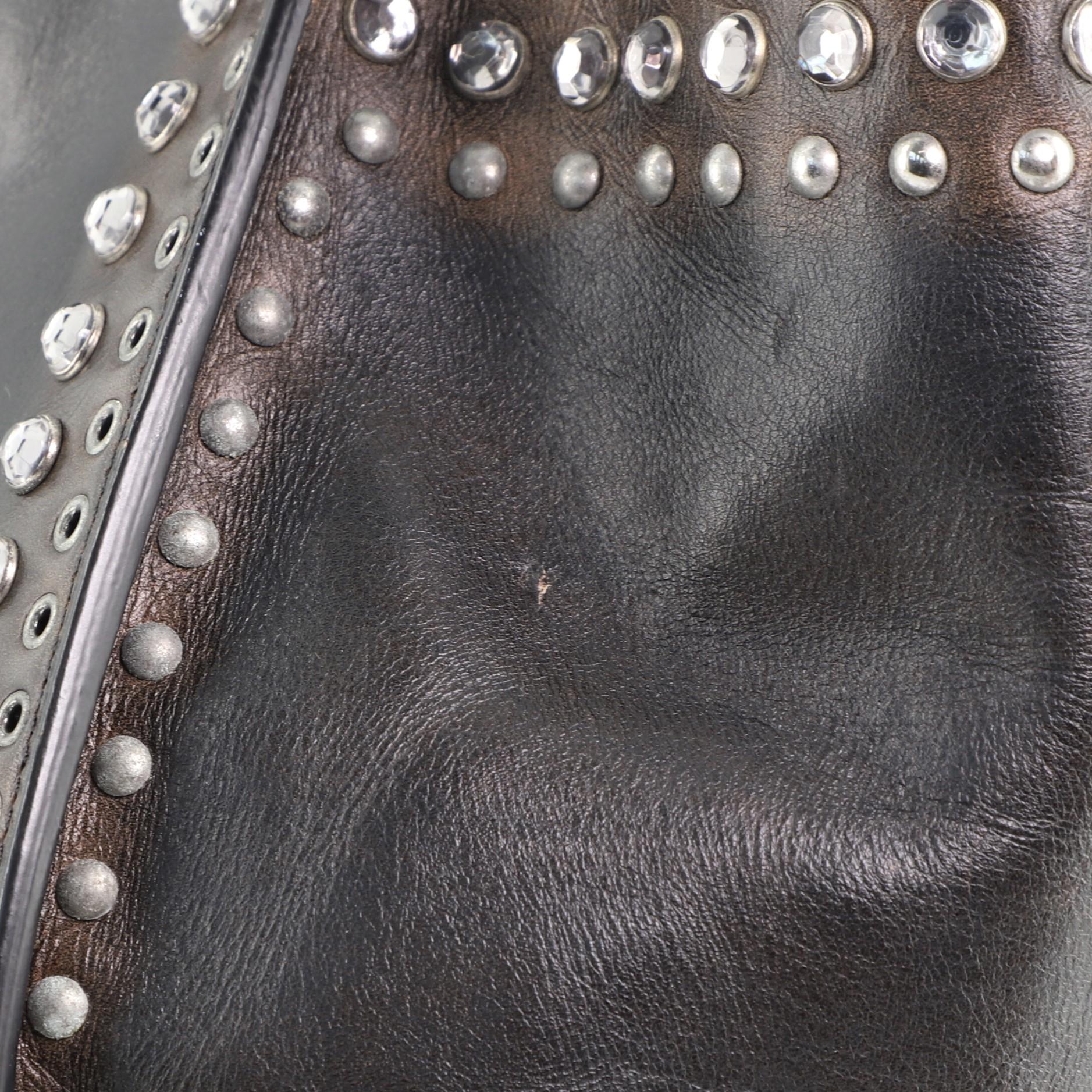 Prada Twin Pocket Tote Grommet Embellished Leather Medium 4