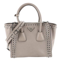 Prada Twin Pocket Tote Studded Leather Small