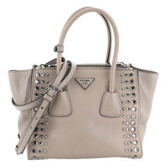 Prada Twin Pocket Tote Studded Leather Small