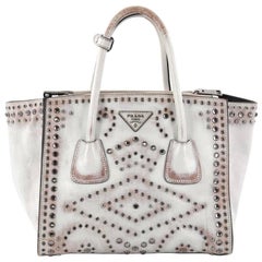 Prada Twin Pocket Tote Studded Vitello Vintage Small