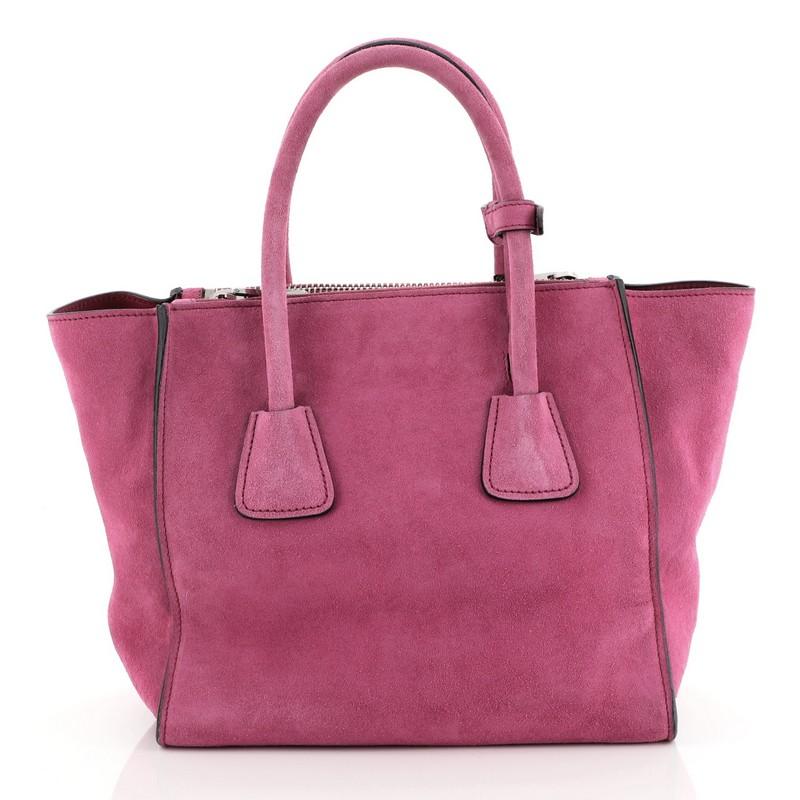Pink Prada  Twin Pocket Tote Suede Small