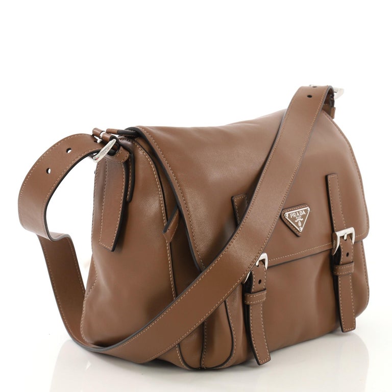 Prada Two Pocket Messenger Bag Leather Medium at 1stDibs