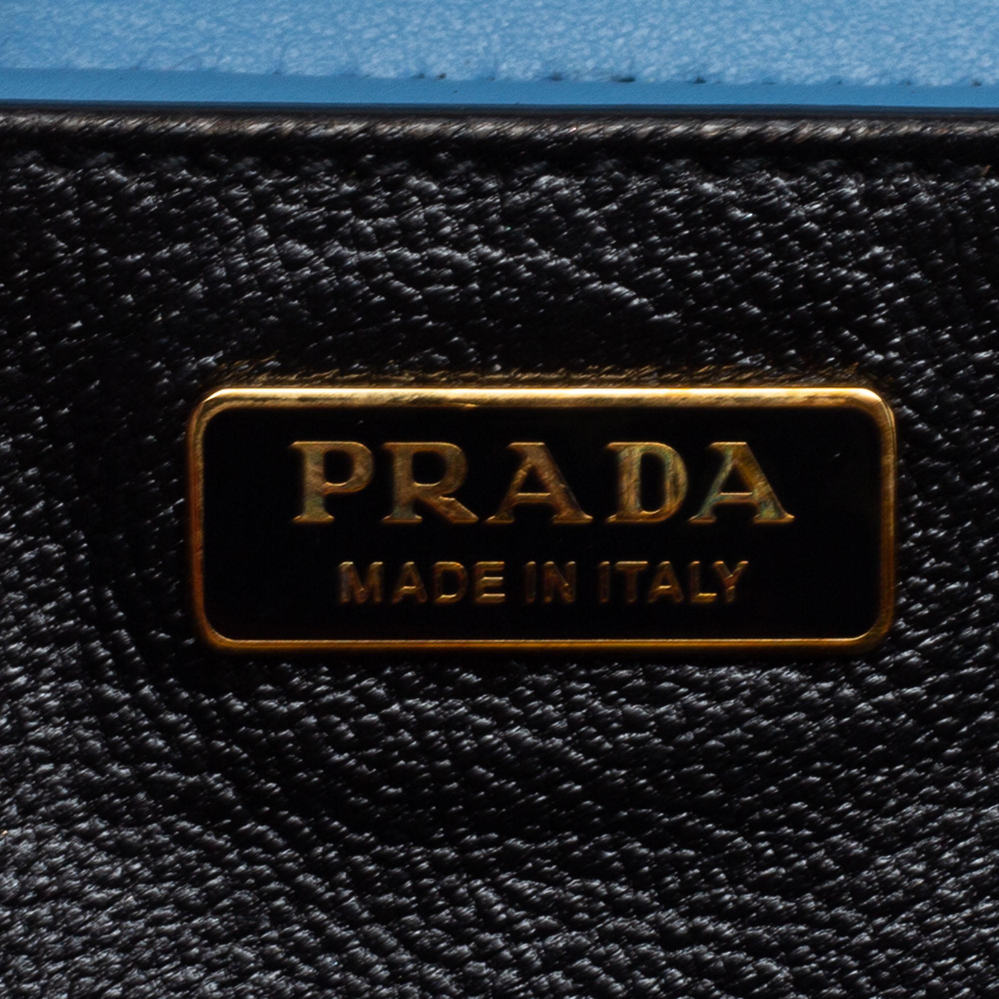 Prada Two Tone Blue Saffiano Leather Cahier Shoulder Bag 6