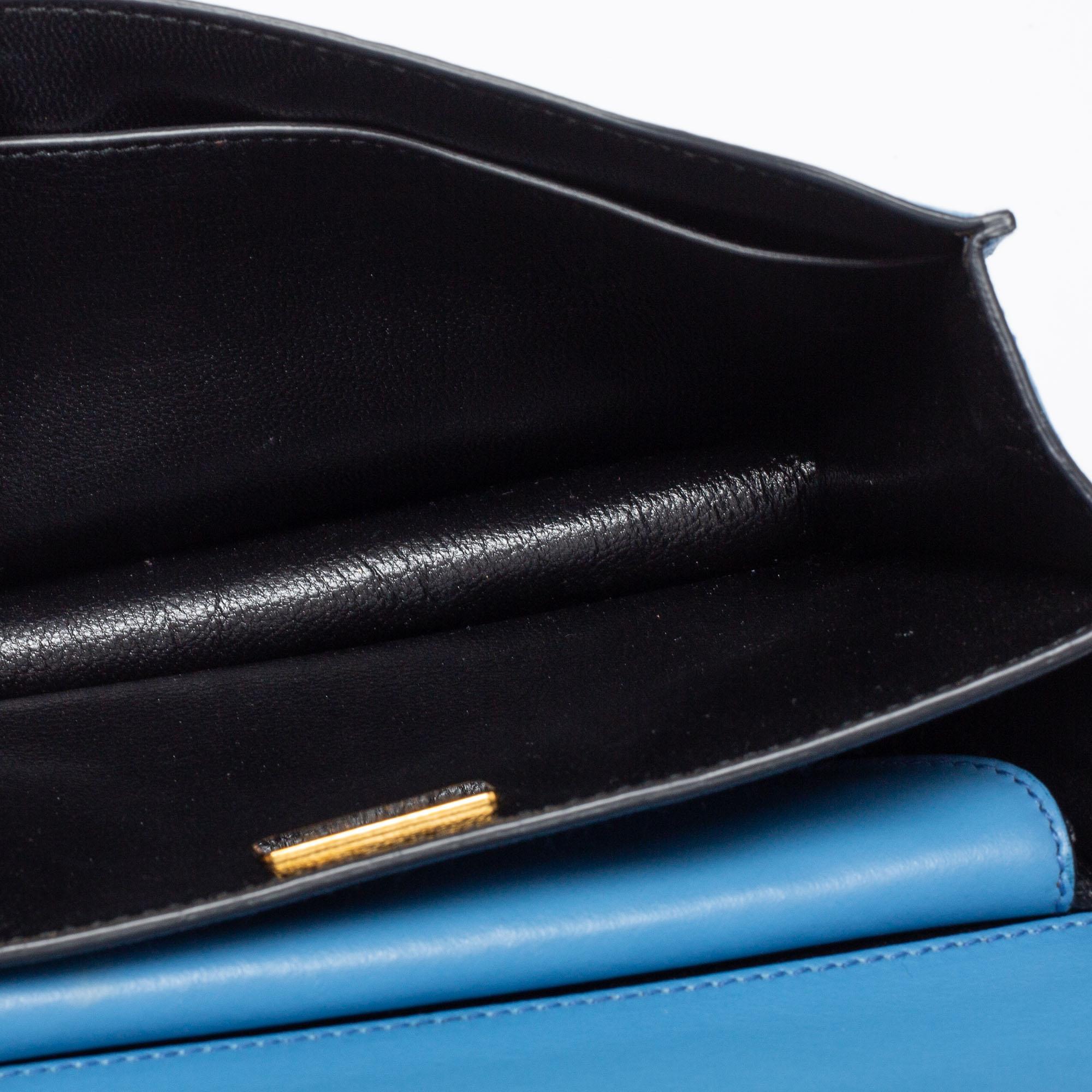 Prada Two Tone Blue Saffiano Leather Cahier Shoulder Bag 7