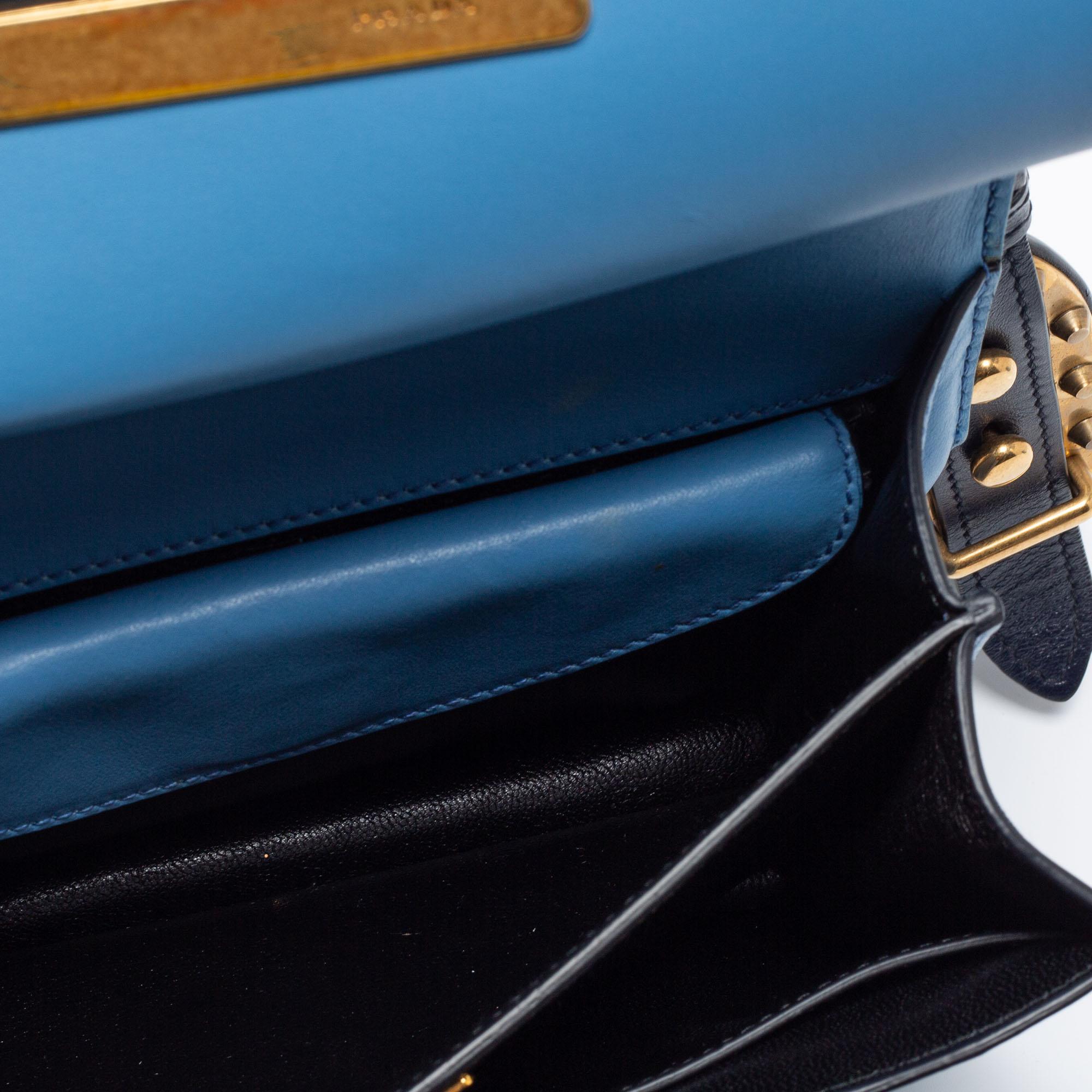 Prada Two Tone Blue Saffiano Leather Cahier Shoulder Bag 8