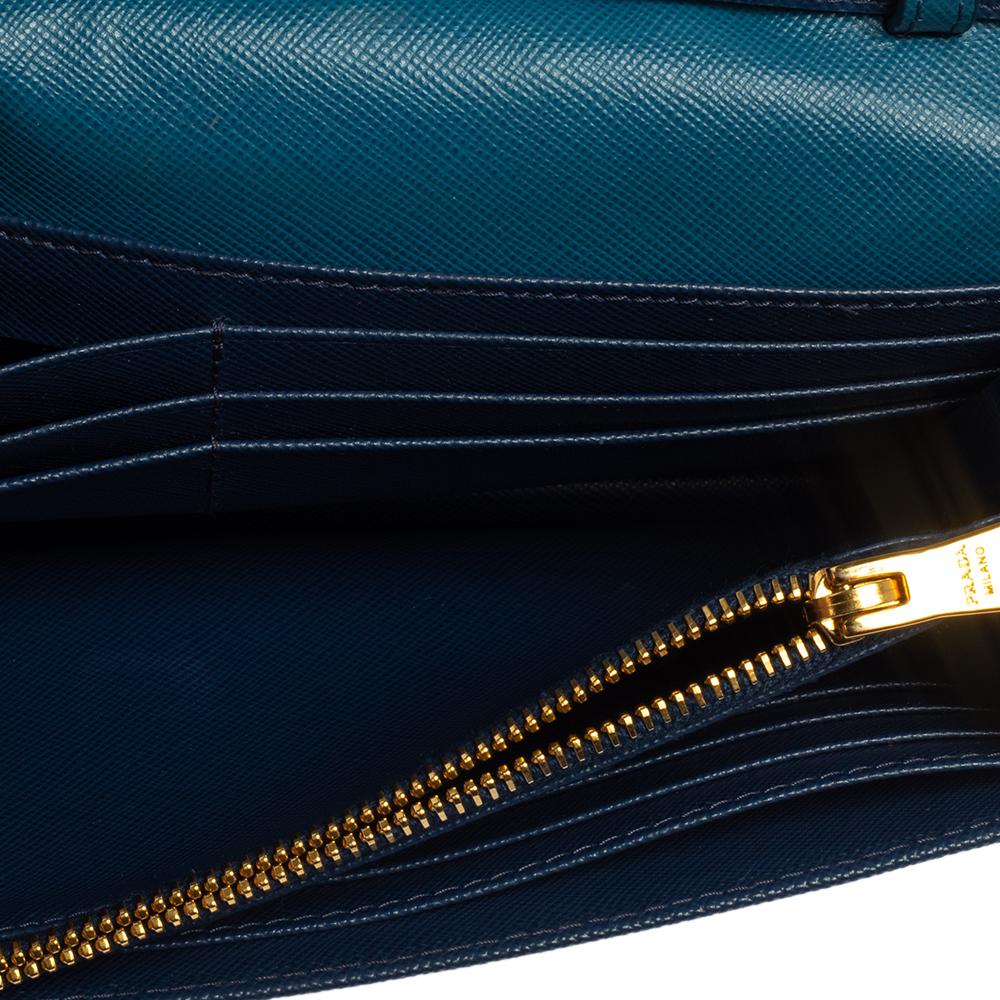 Prada Two Tone Blue Saffiano Lux Leather Flap Crossbody Bag 6