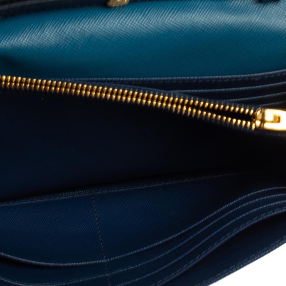 Prada Two Tone Blue Saffiano Lux Leather Flap Crossbody Bag 2