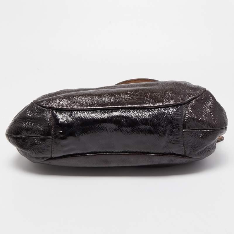 Prada Two Tone Brown Ombre Laminated Leather Hobo In Good Condition In Dubai, Al Qouz 2