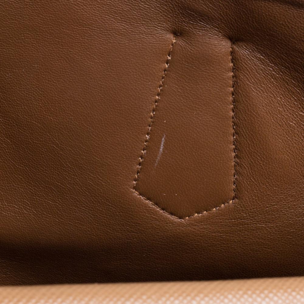 Prada Two Tone Canvas and Saffiano Cuir Leather Medium Double Handle Tote In Good Condition In Dubai, Al Qouz 2
