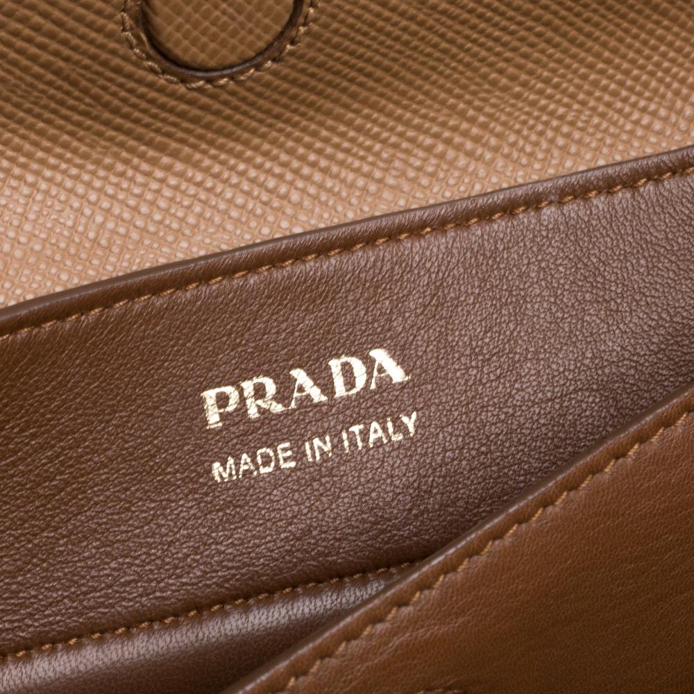 Prada Two Tone Canvas and Saffiano Cuir Leather Medium Double Handle Tote 1