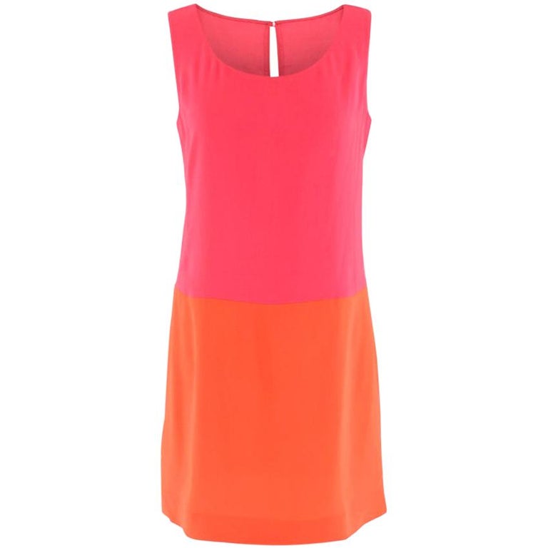 Prada Two Tone Pink and Orange Shift Dress Size US 6 at 1stDibs two