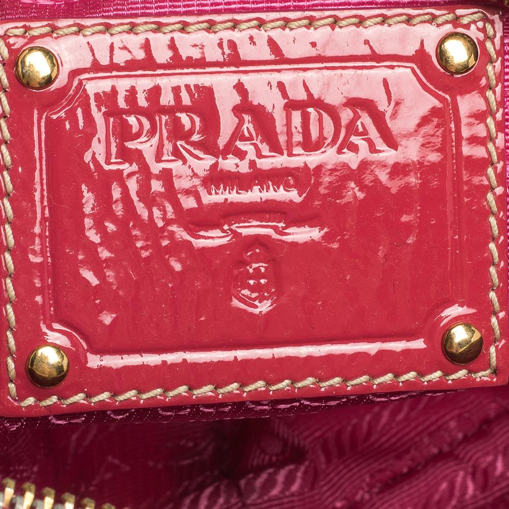 Prada Two Tone Pink Nylon and Patent Leather Jeweled Camera Crossbody Bag For Sale 3