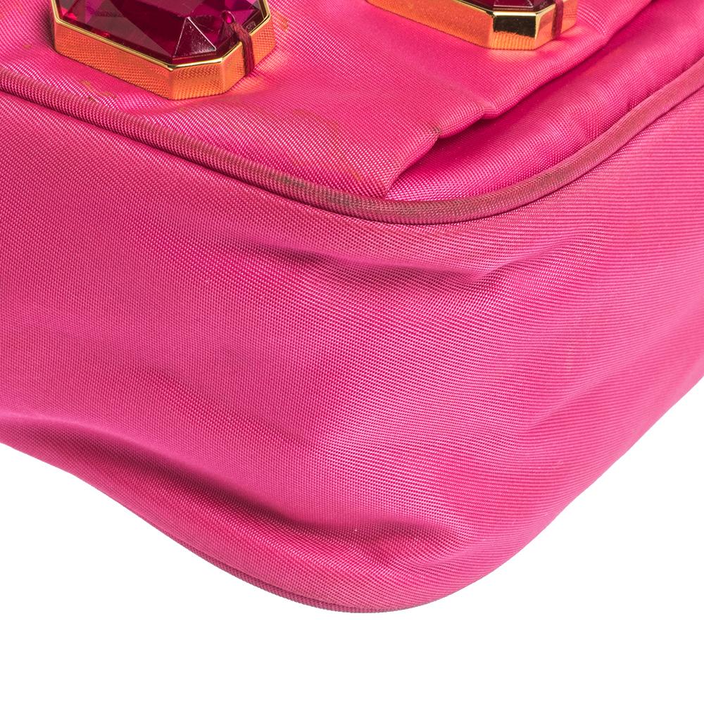 Prada Two Tone Pink Nylon and Patent Leather Jeweled Camera Crossbody Bag For Sale 1