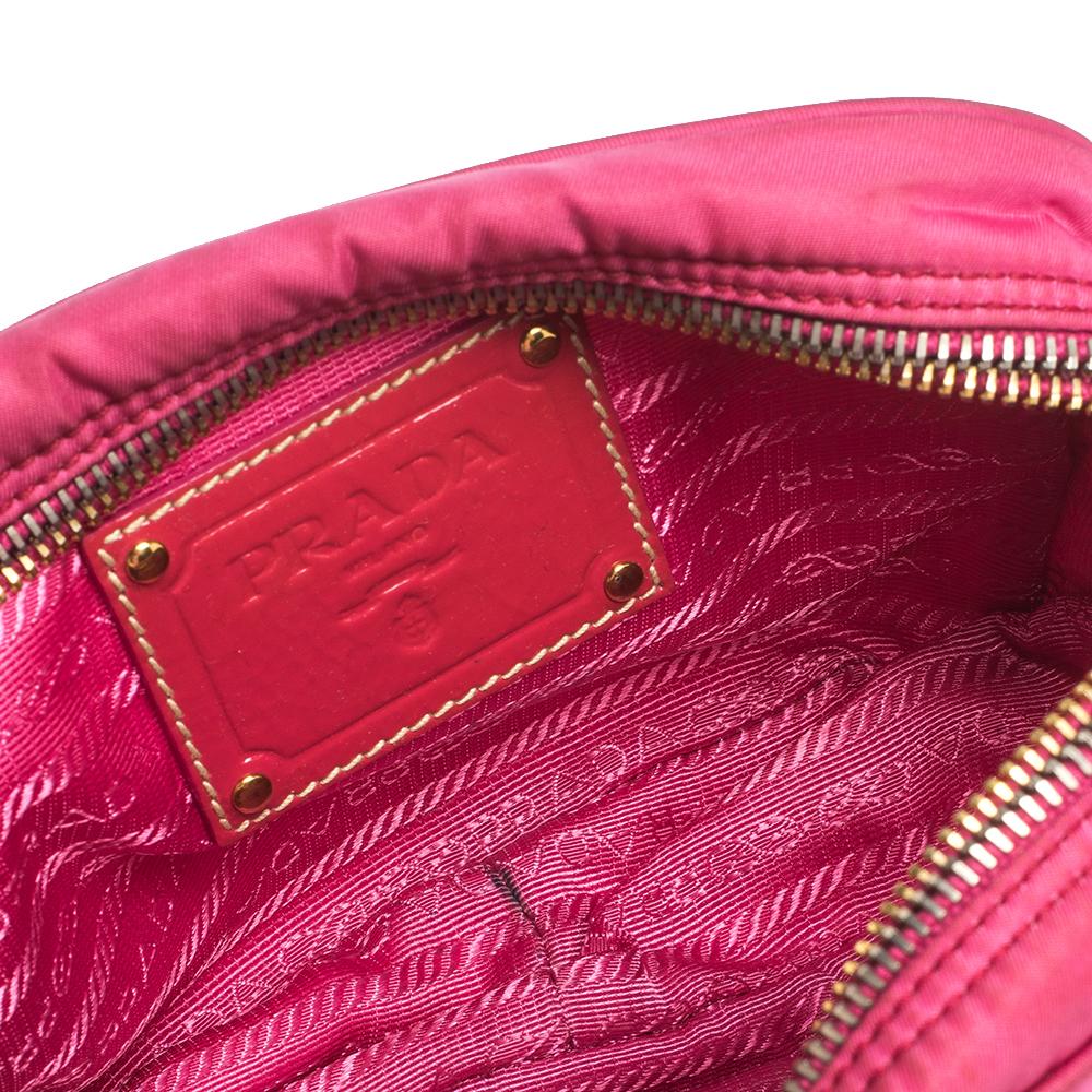 Prada Two Tone Pink Nylon and Patent Leather Jeweled Camera Crossbody Bag 2