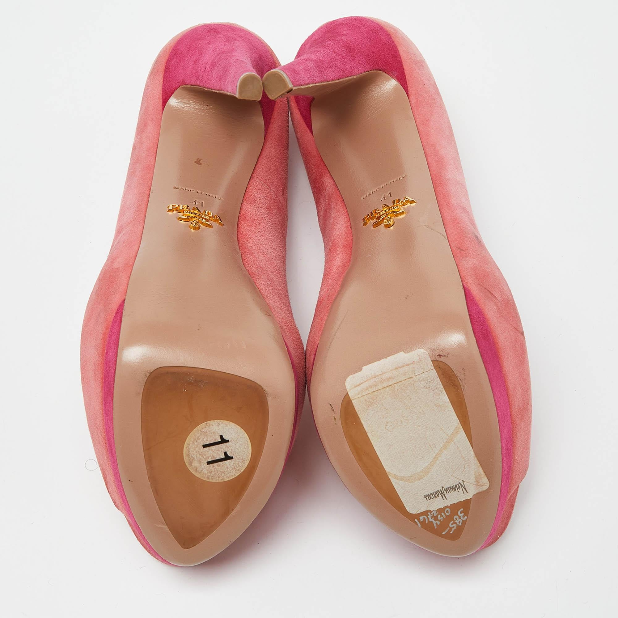 Prada Two Tone Pink Suede Peep Toe Platform Pumps Size 41 2