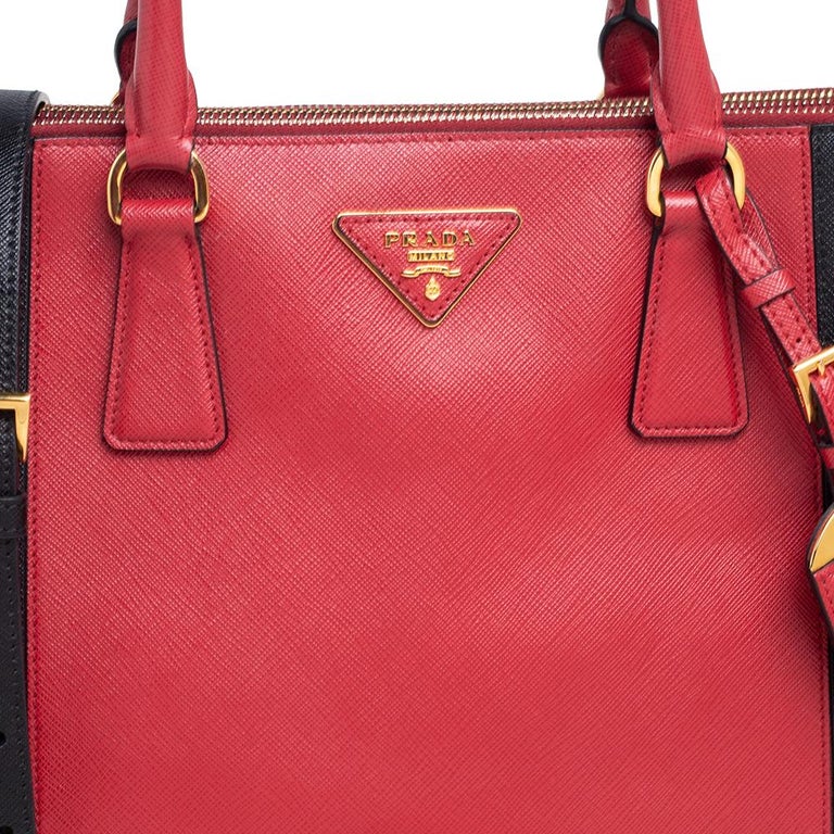 2010 Prada Red Saffiano Leather Twin Tote at 1stDibs