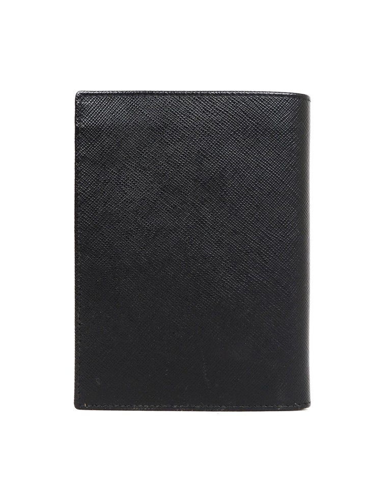 Prada Unisex Black Saffiano Leather Passport Holder/Wallet For Sale at ...