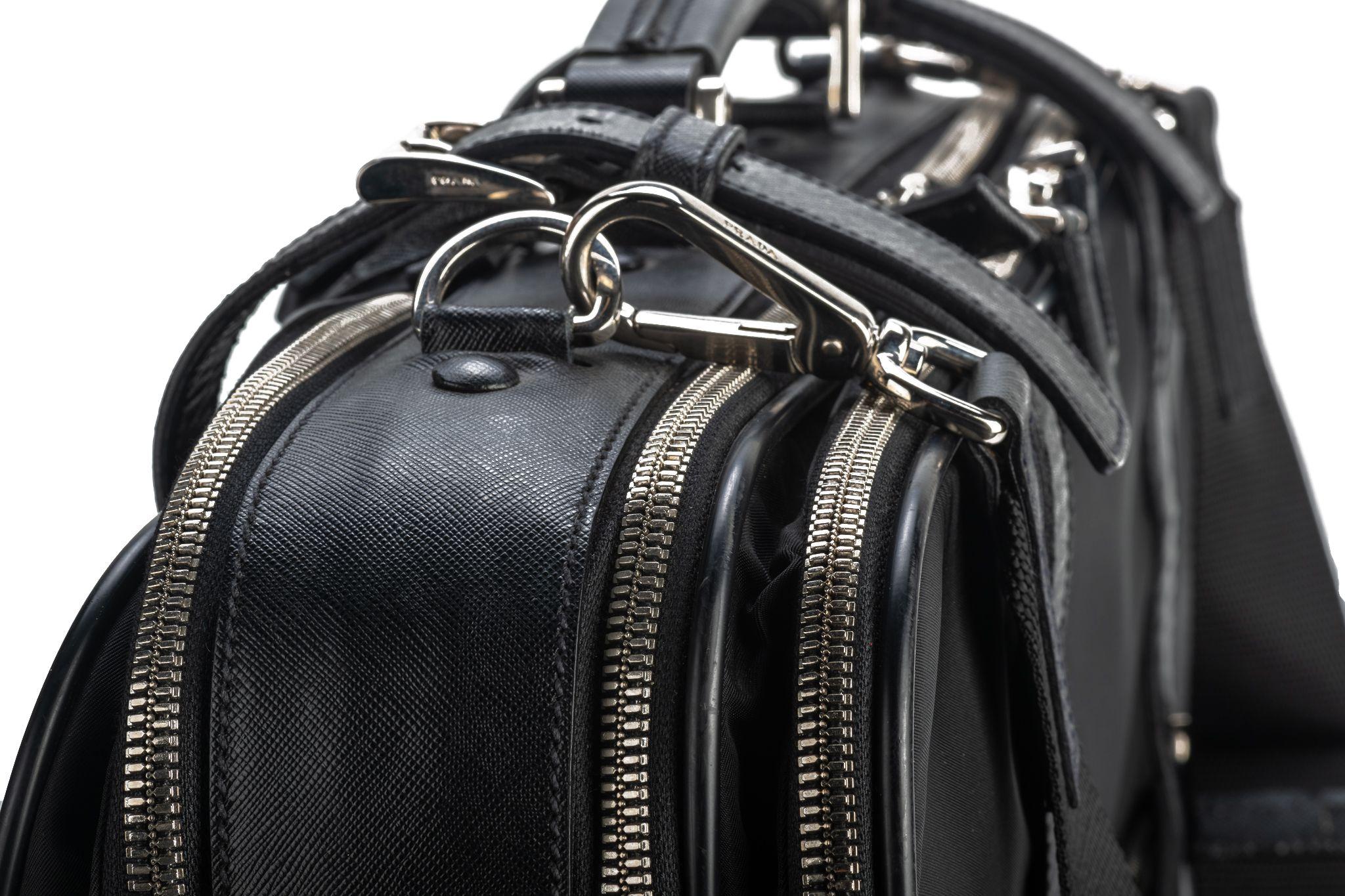 Prada Unisex Black Weekender Suitcase  For Sale 6