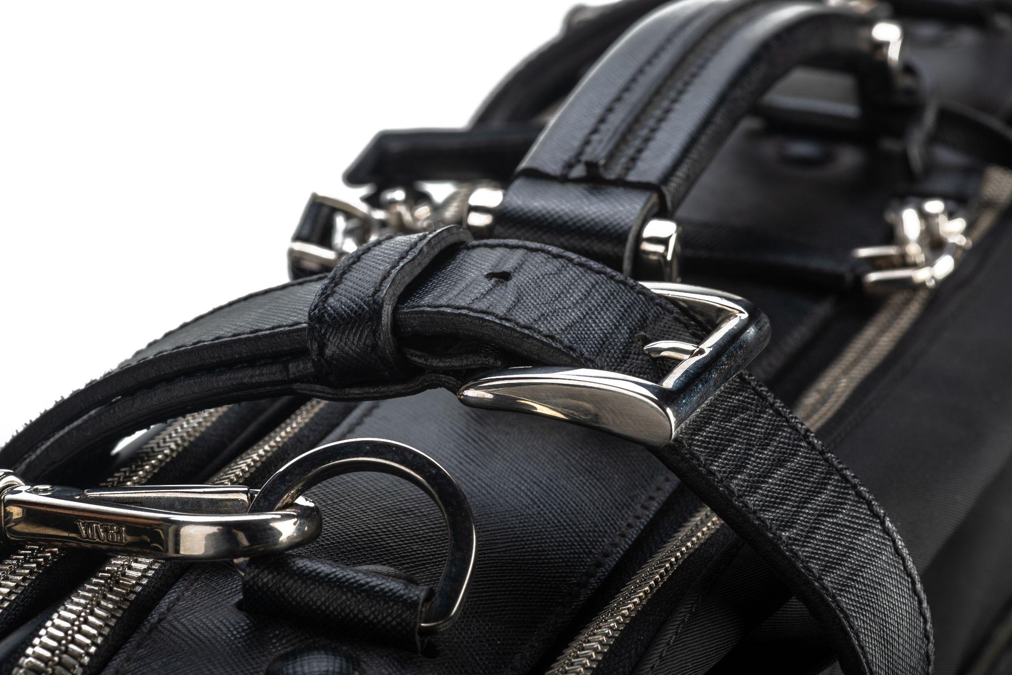 Prada Unisex Black Weekender Suitcase For Sale 9