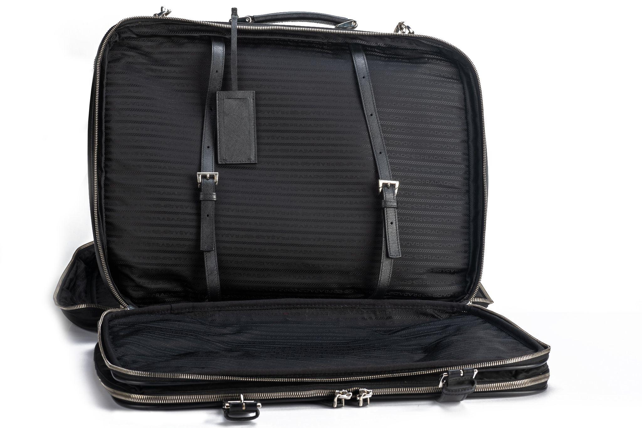 Prada Unisex Black Weekender Suitcase  For Sale 11