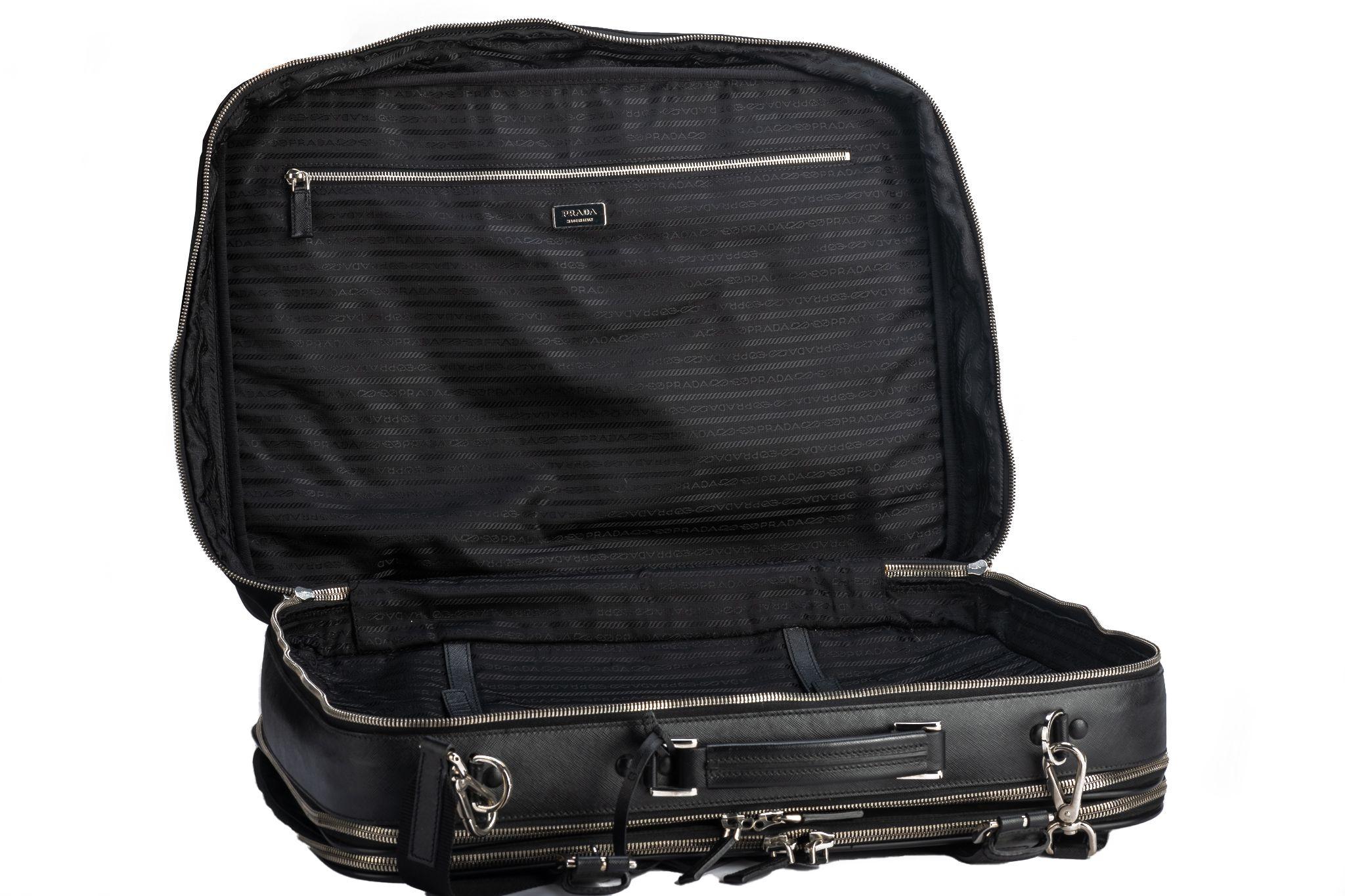 Prada Unisex Black Weekender Suitcase  For Sale 12