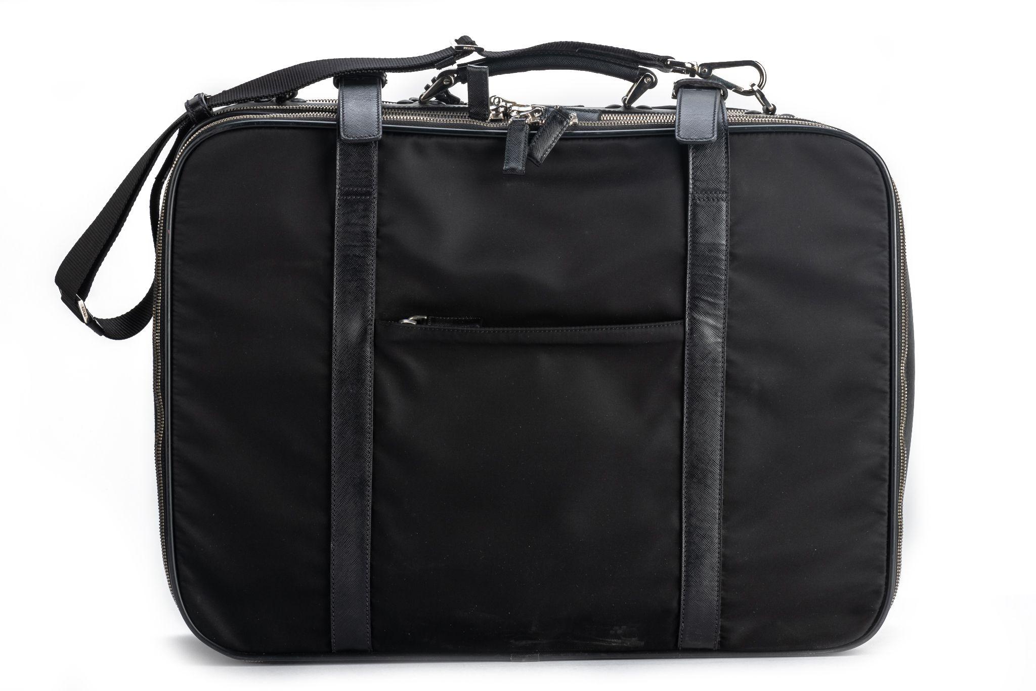 Prada Unisex Black Weekender Suitcase  In Excellent Condition For Sale In West Hollywood, CA
