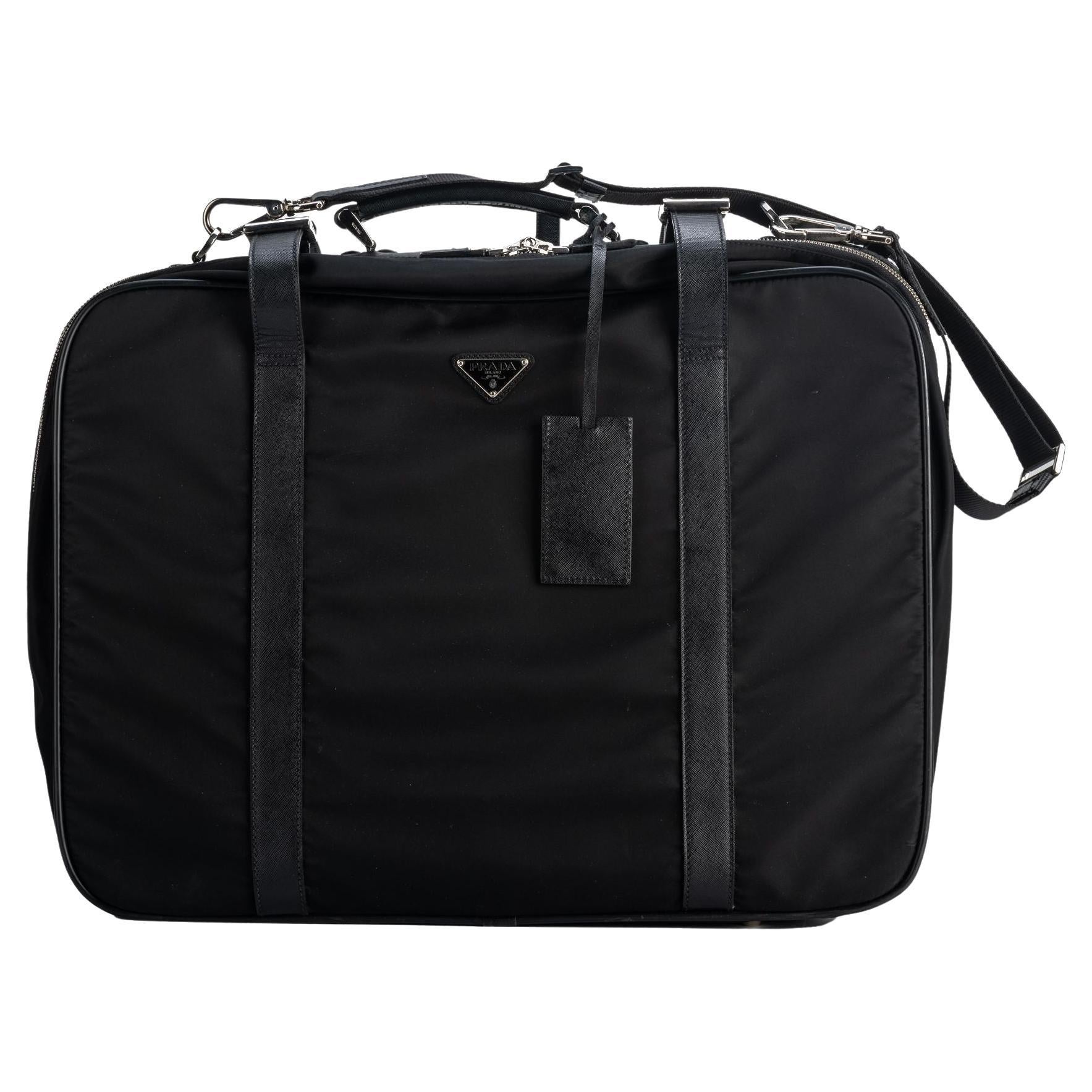 Prada Unisex Black Weekender Suitcase 