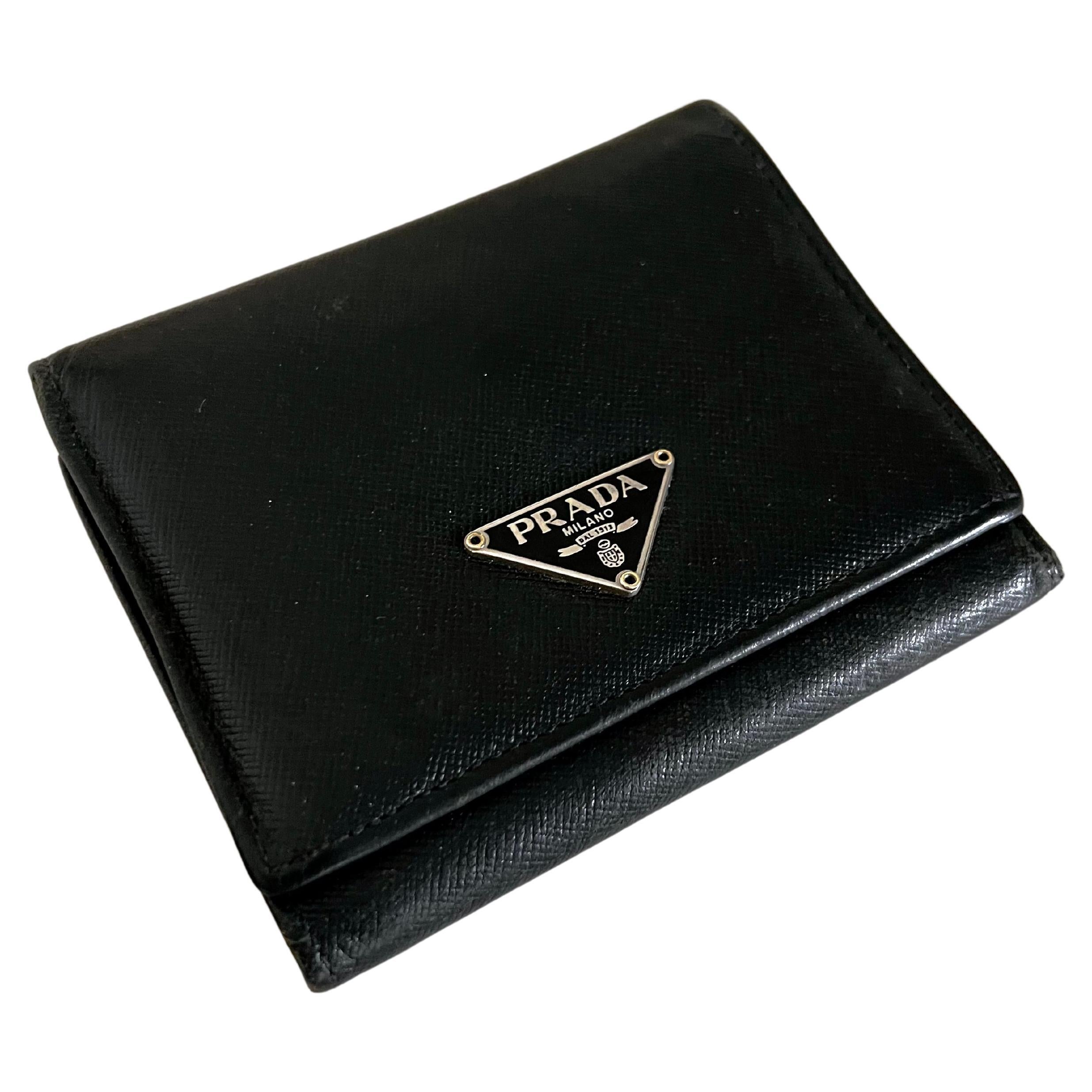 Prada Unisex Tri Fold Wallet with many Compartments For Sale