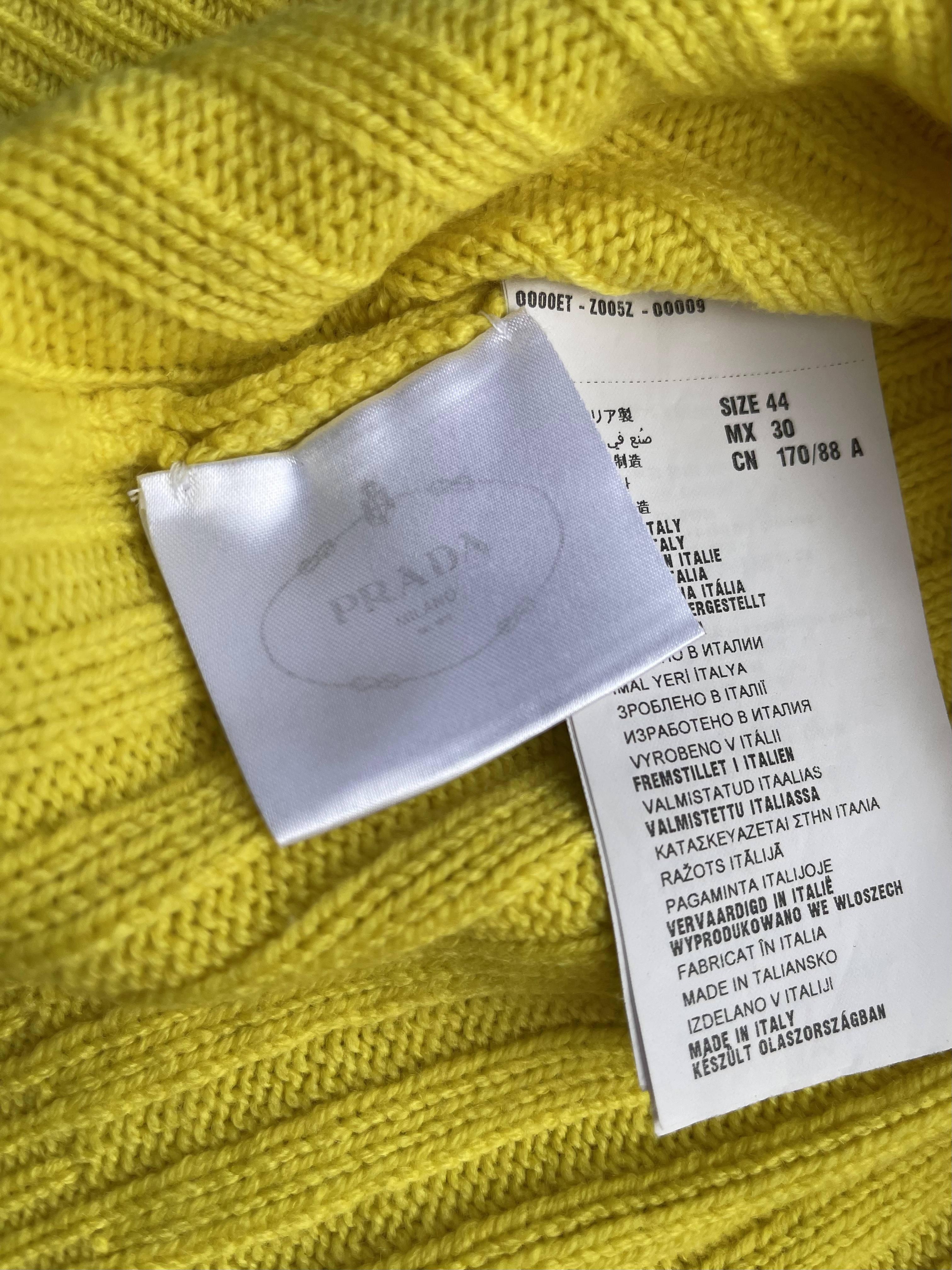 Prada V-Neck Wool Sweater Vest in Yellow 3