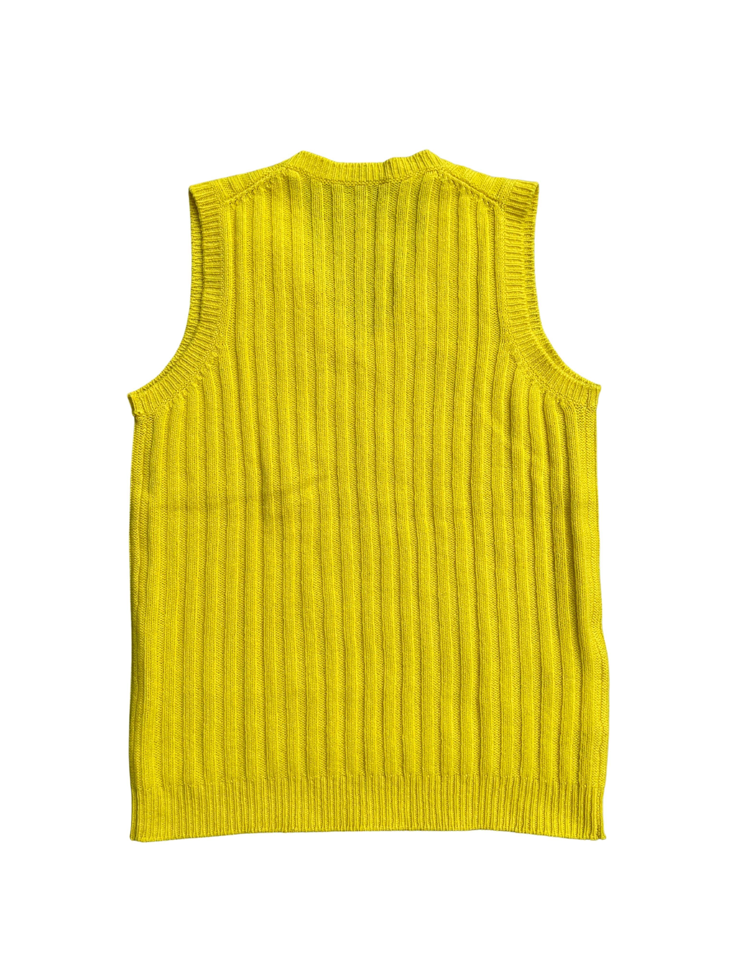 Prada V-Neck Wool Sweater Vest in Yellow For Sale at 1stDibs