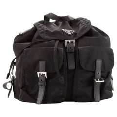 Prada Vela Double Front Pocket Backpack Tessuto with Saffiano Leather Med