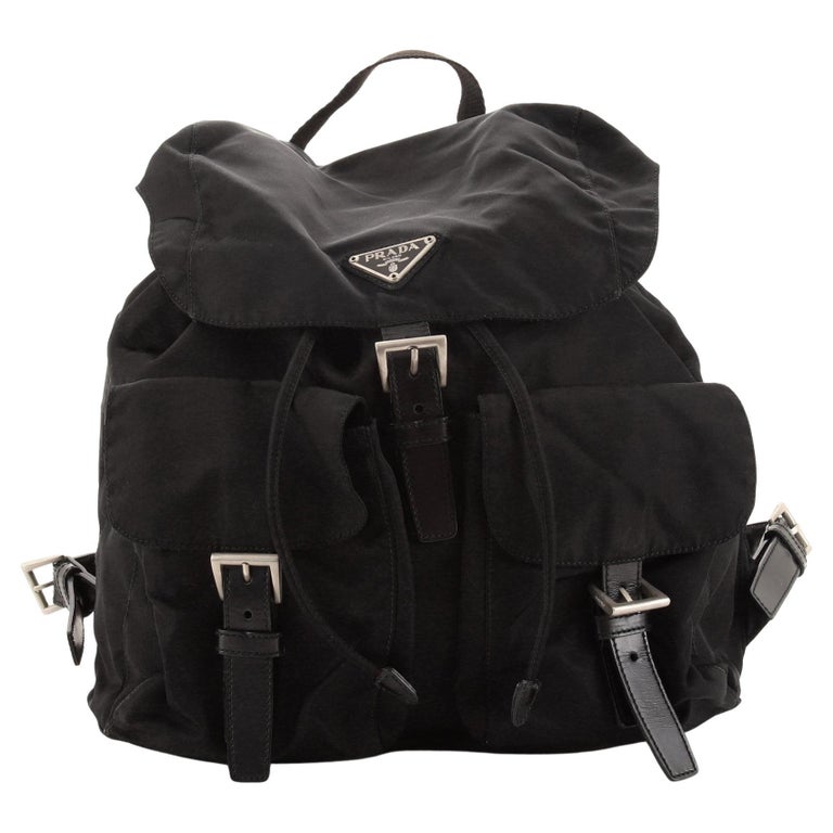 Prada Vela Double Front Pocket Backpack Tessuto with Saffiano Leather  Medium For Sale at 1stDibs