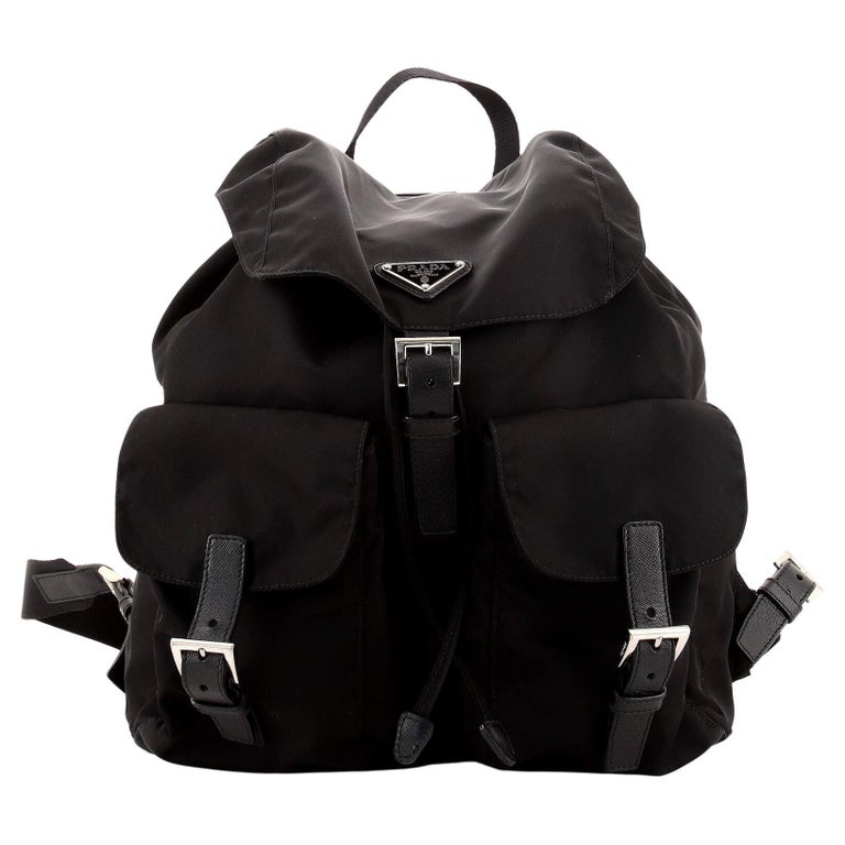 Prada Vela Double Front Pocket Backpack Tessuto with Saffiano Leather ...