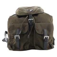 Prada Vela Double Front Pocket Backpack Tessuto with Saffiano Medium