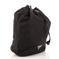 Prada Vela Drawstring Bucket Pouch Tessuto Small