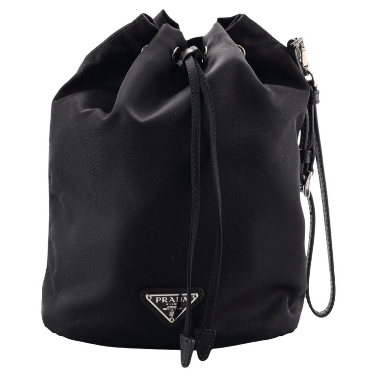 Prada Vela Drawstring Bucket Wristlet Pouch Tessuto Small at 1stDibs