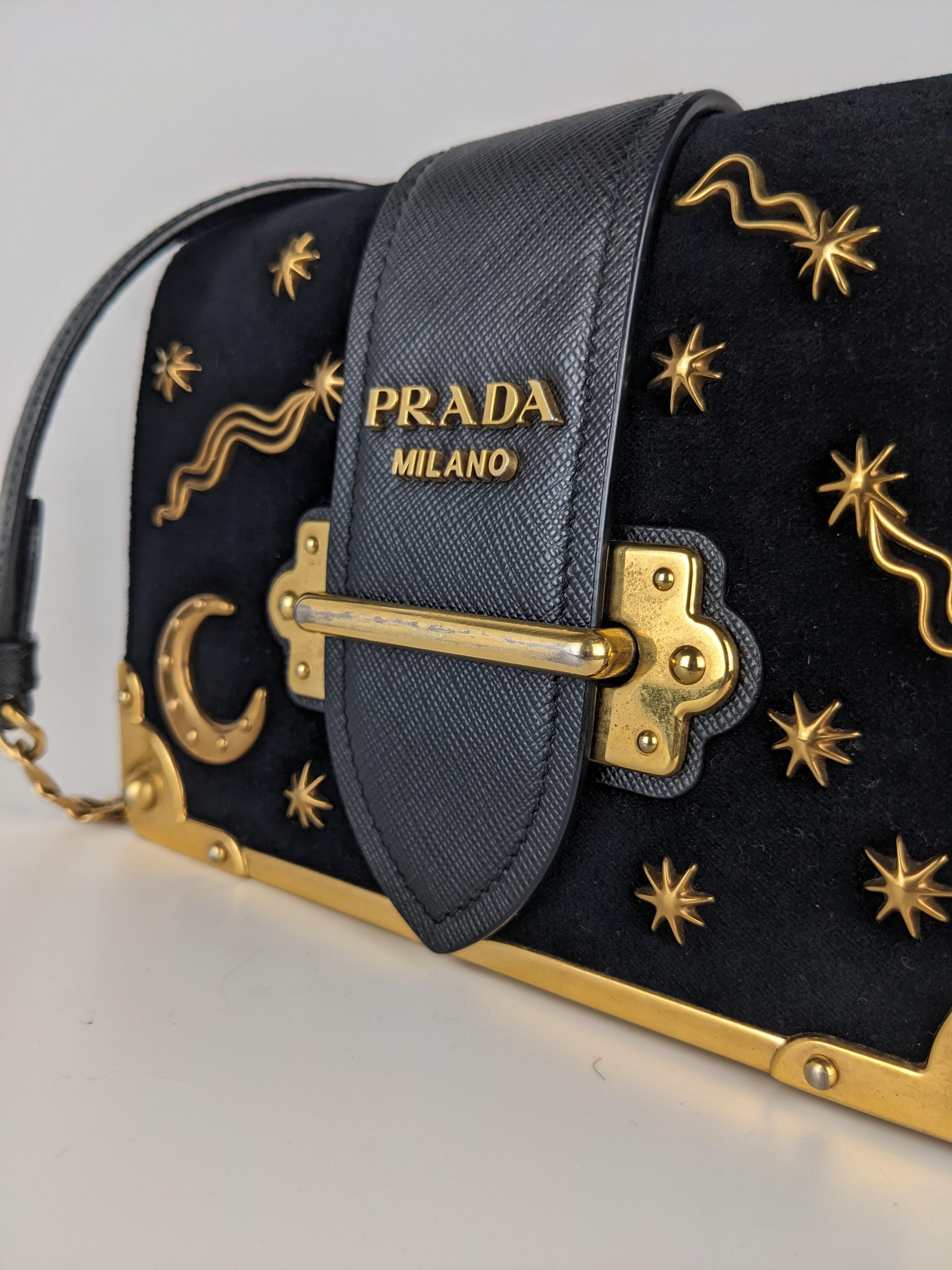 Prada Velvet Astrology Moon Stars Astrology Crossbody Bag In Good Condition In Denver, CO