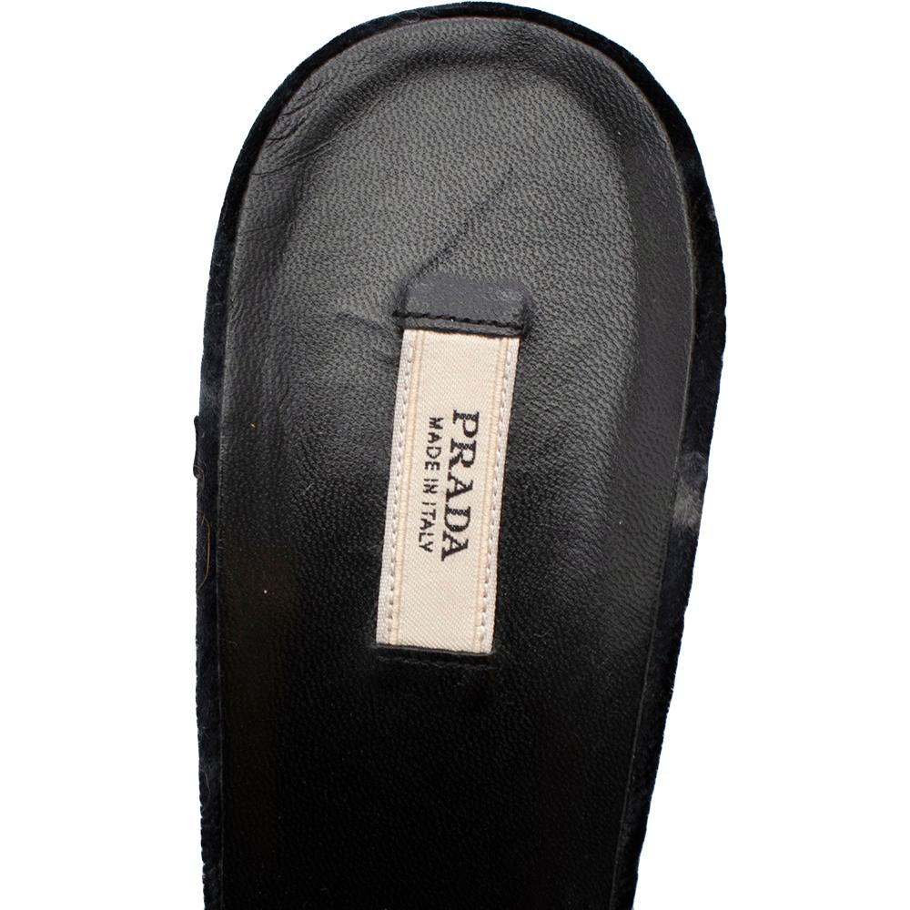 Prada Velvet Jewelled Feather Trim Sandals - Size EU 39.5 For Sale 1