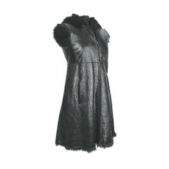 Prada Shearling Patent Leather Vest Knee Length 42 / 8