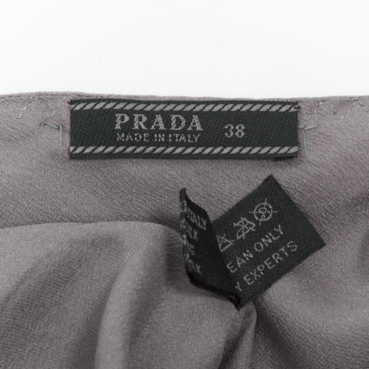 PRADA Vintage 100% silk grey clear long bead embellished camisole top IT38 XS For Sale 3