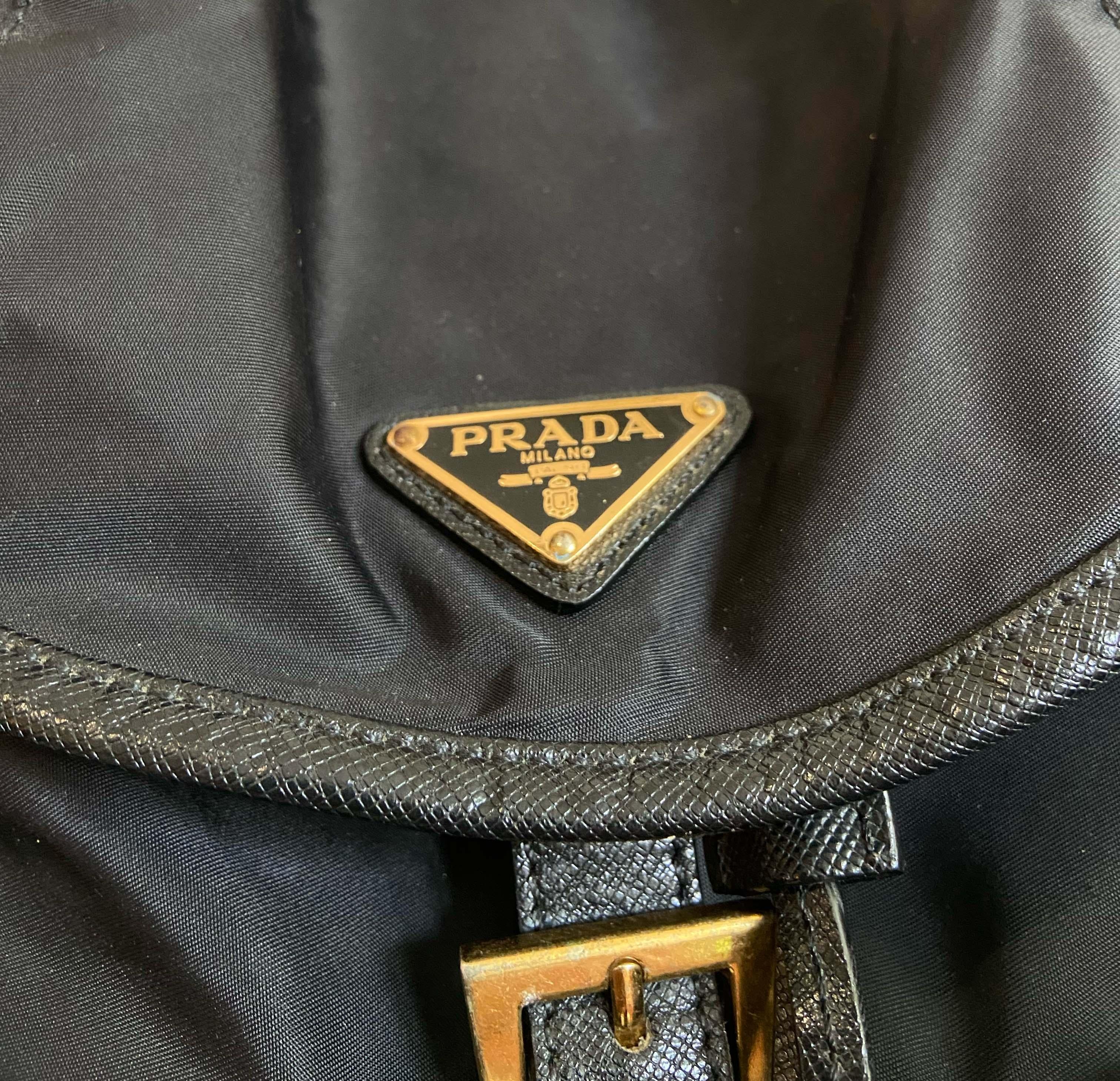 Prada Vintage 1990's Black Nylon Back Pack In Excellent Condition In London, GB