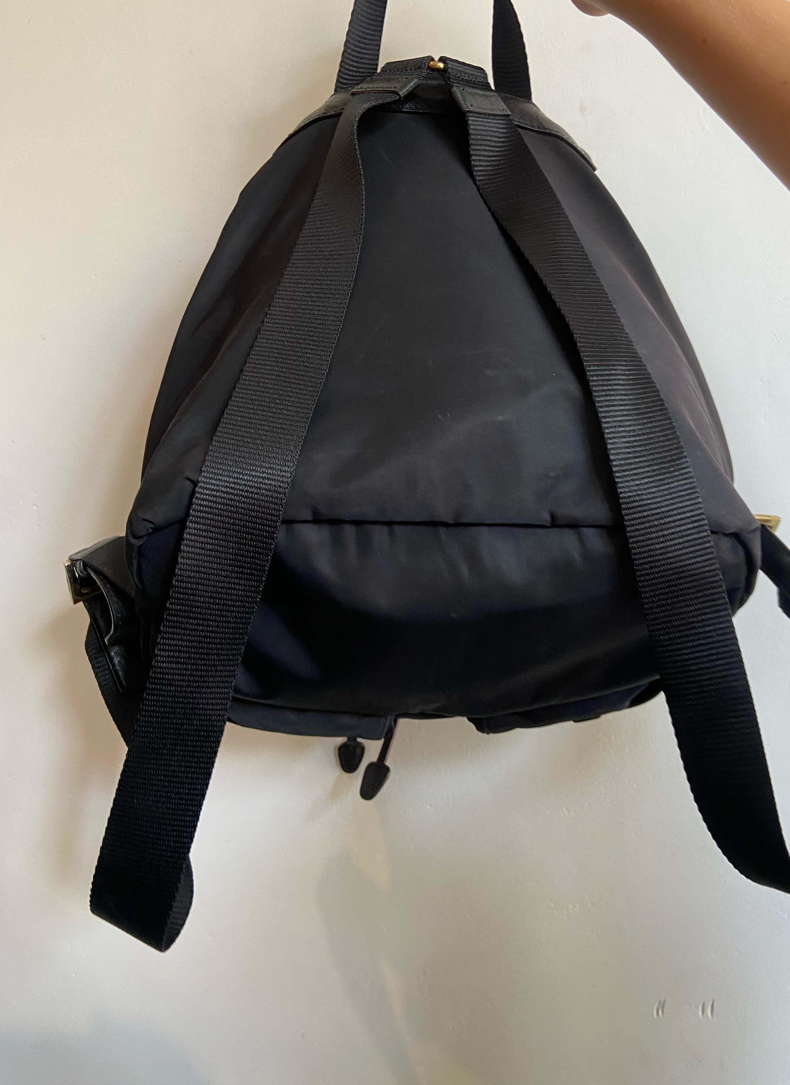 Women's or Men's Prada Vintage 1990's Black Nylon Back Pack