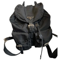 Prada Vintage 1990's Black Nylon Silver Hardware Backpack