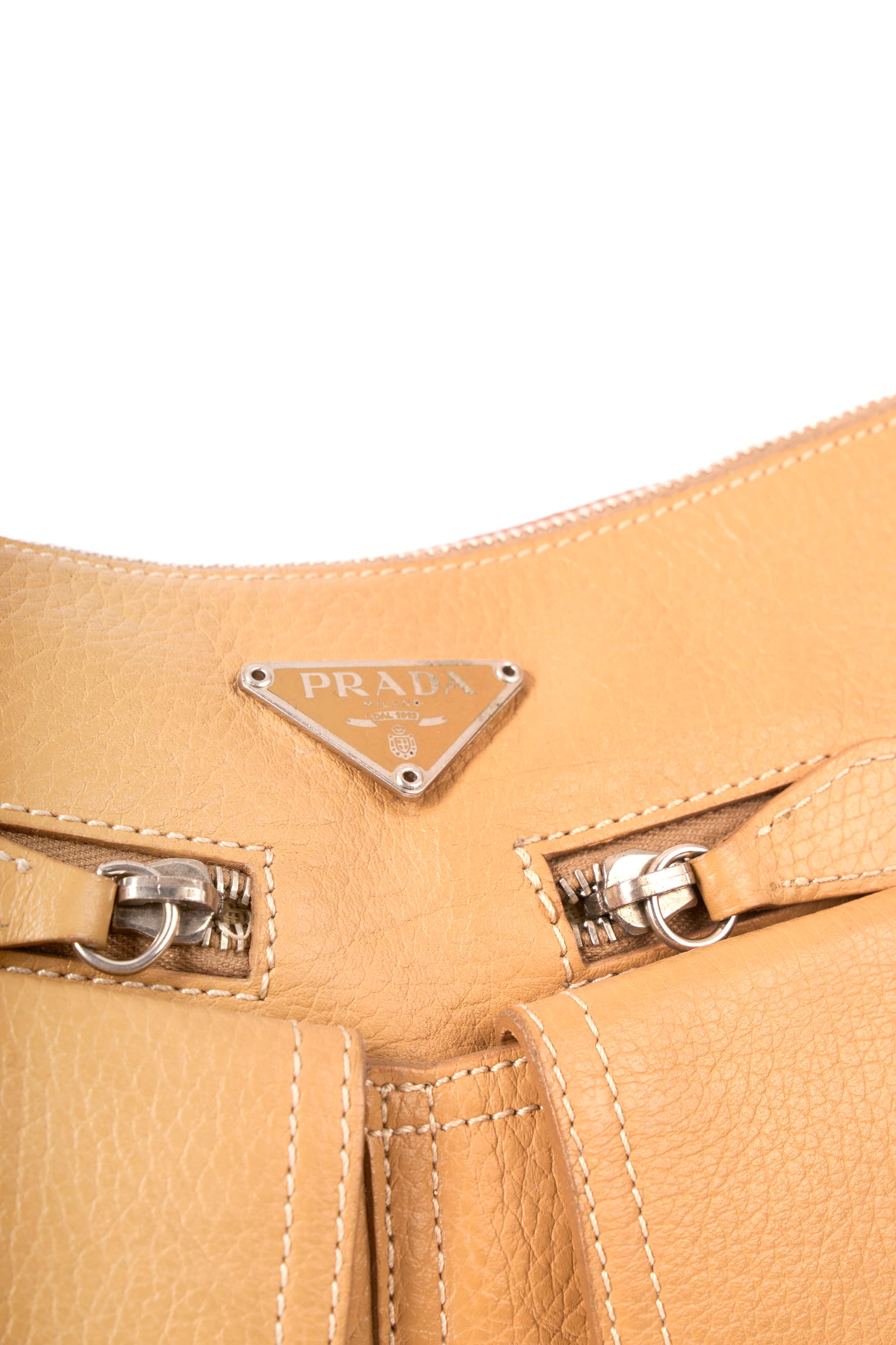 Orange Prada Vintage 1990's Cargo Leather Shoulder Bag
