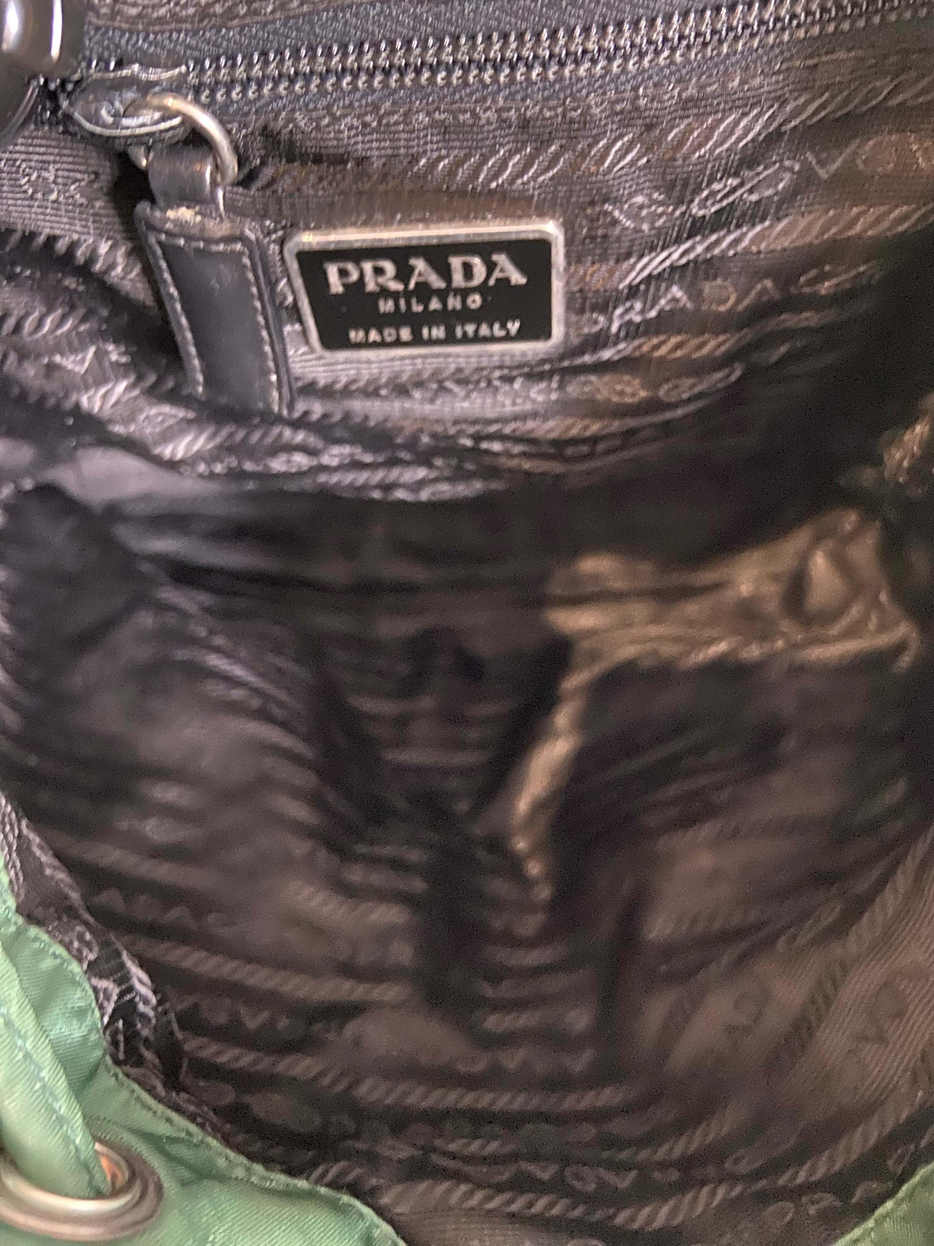 Women's or Men's Prada Vintage 1990's Green Nylon Backpack For Sale